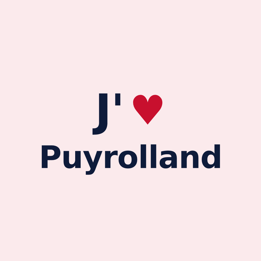 Magnet personnalisé Puyrolland — design J'aime Puyrolland