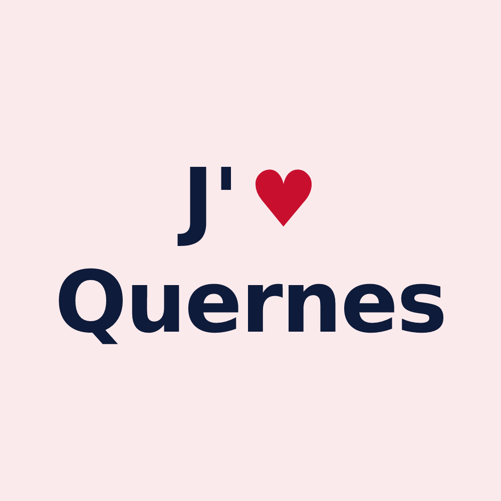 Magnet personnalisé Quernes — design « J'aime Quernes » imprimé sur le magnet