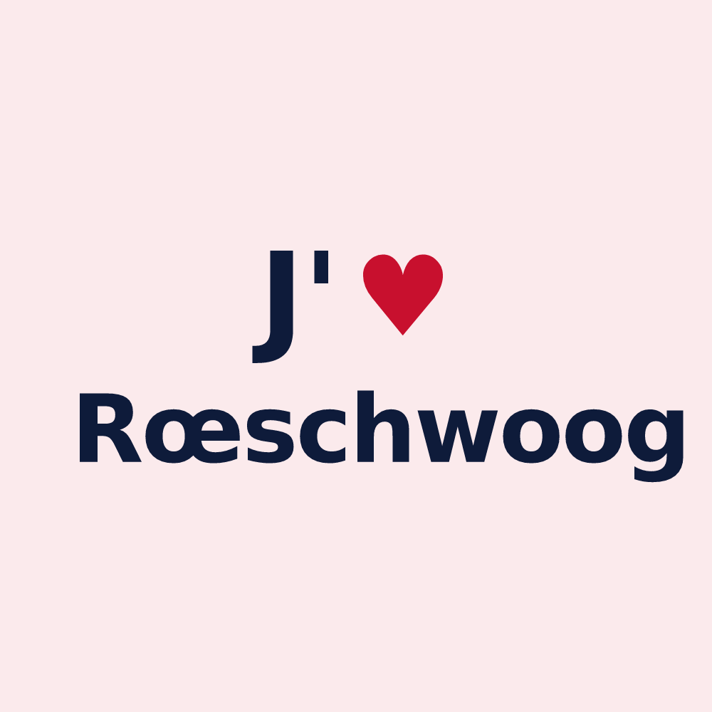Magnet personnalisé Rœschwoog — design J'aime Rœschwoog