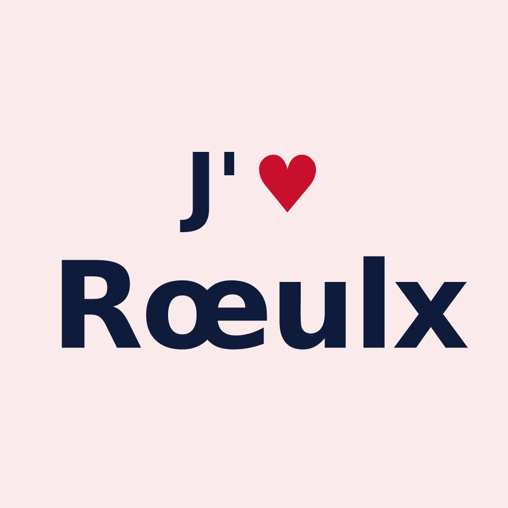 Magnet personnalisé Rœulx — design « J'aime Rœulx » imprimé sur le magnet