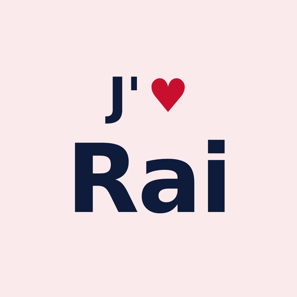 Magnet personnalisé Rai — design « J'aime Rai » imprimé sur le magnet