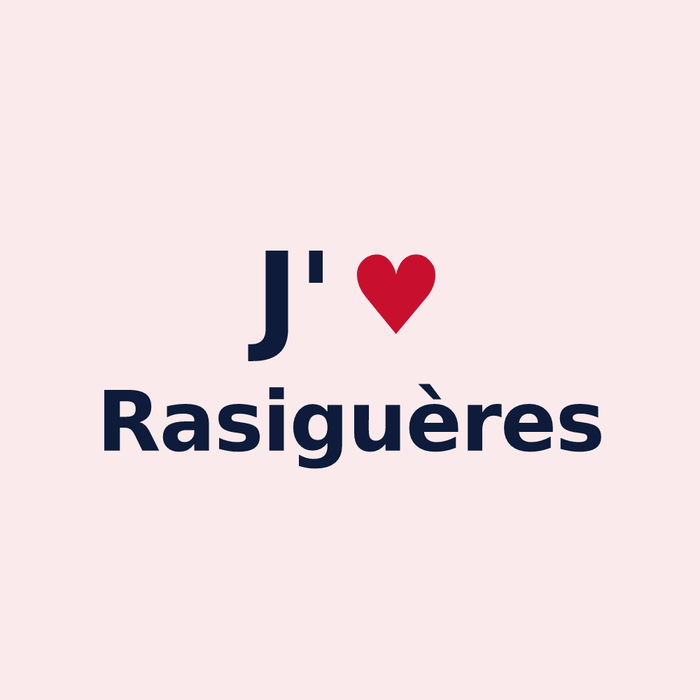 Magnet personnalisé Rasiguères — design « J'aime Rasiguères » imprimé sur le magnet
