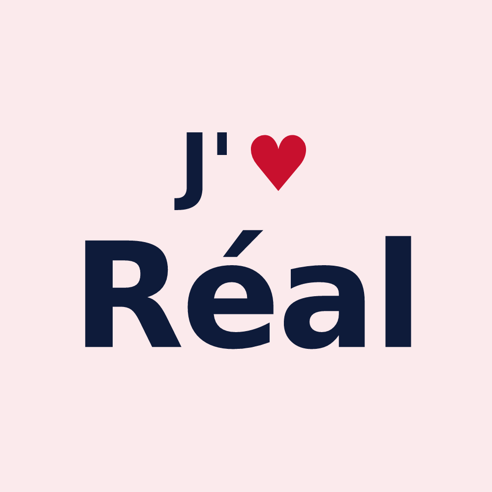 Magnet personnalisé Réal — design J'aime Réal