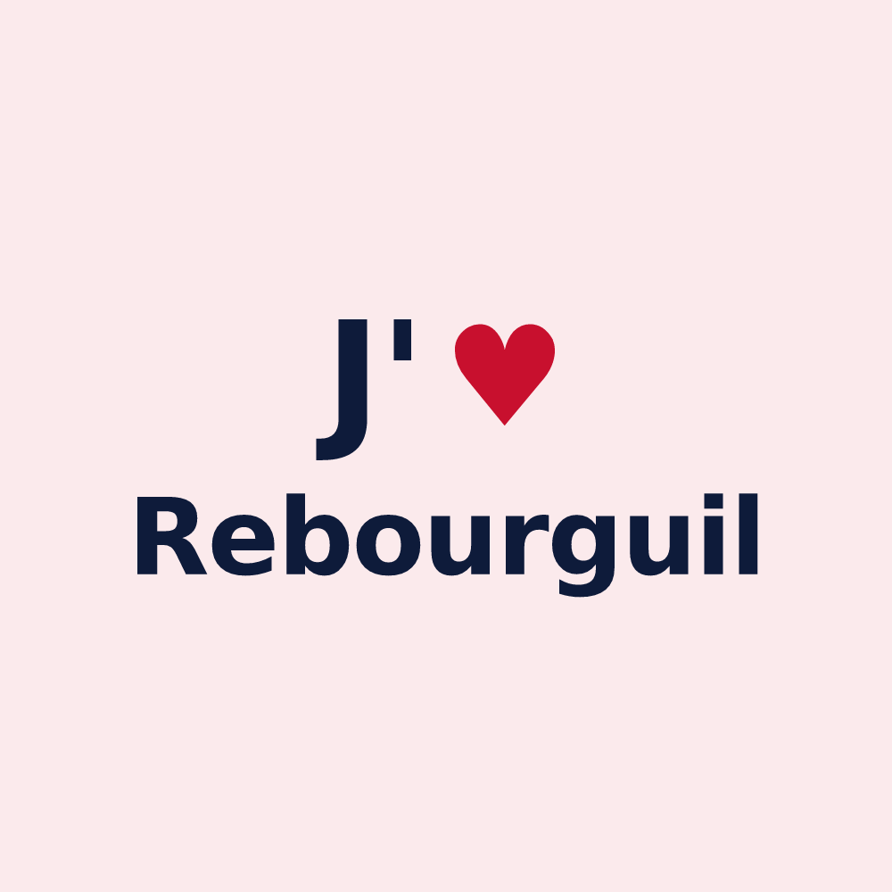 Magnet personnalisé Rebourguil — design « J'aime Rebourguil » imprimé sur le magnet