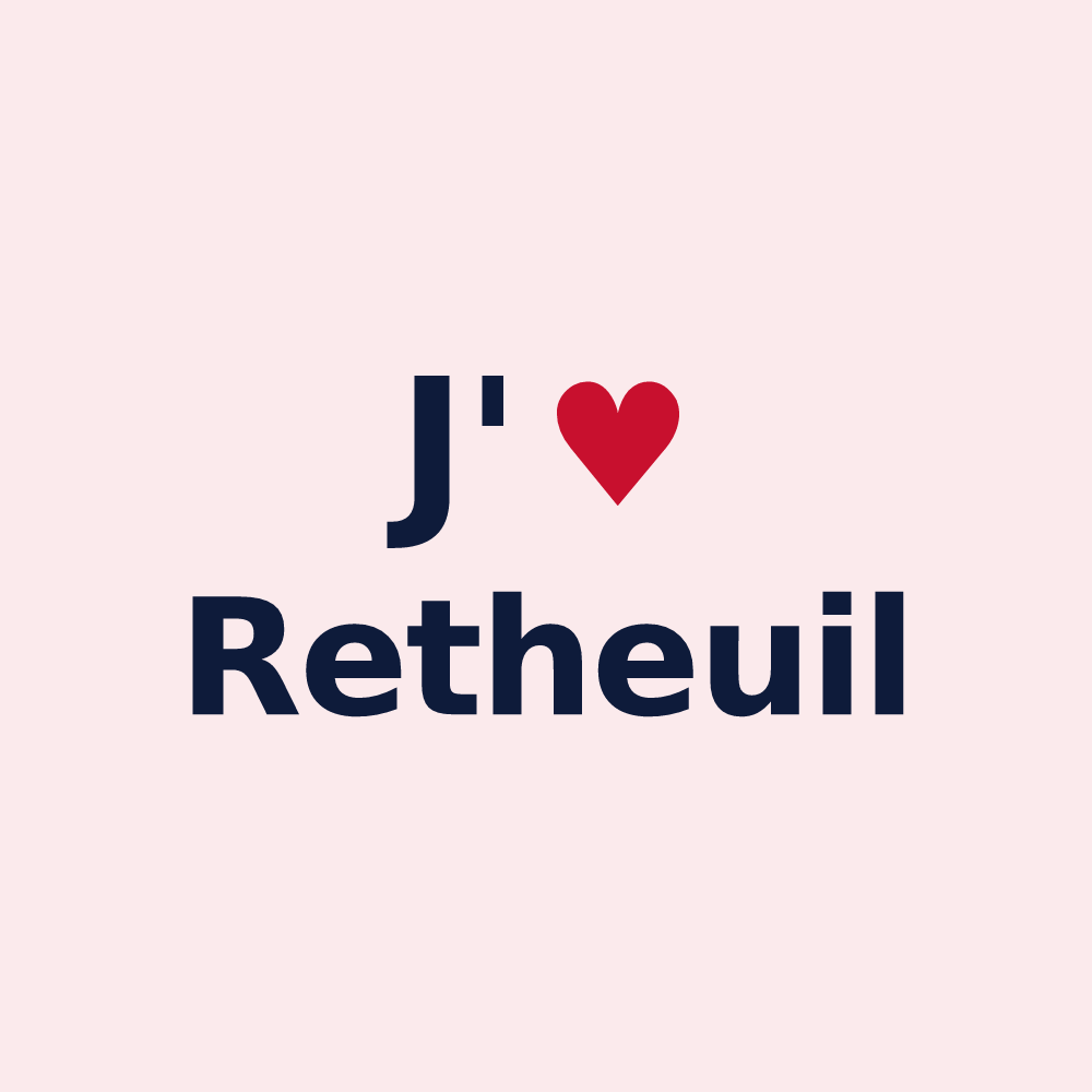 Magnet personnalisé Retheuil — design « J'aime Retheuil » imprimé sur le magnet
