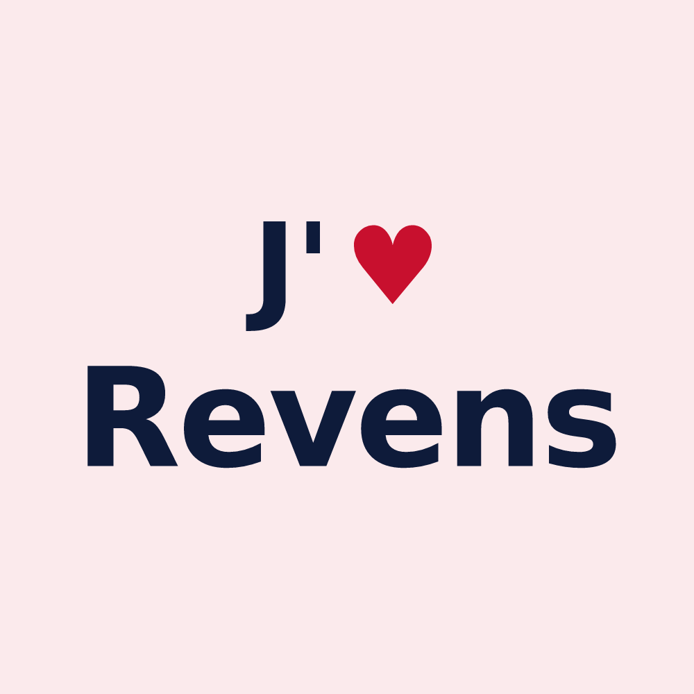 Magnet personnalisé Revens — design « J'aime Revens » imprimé sur le magnet