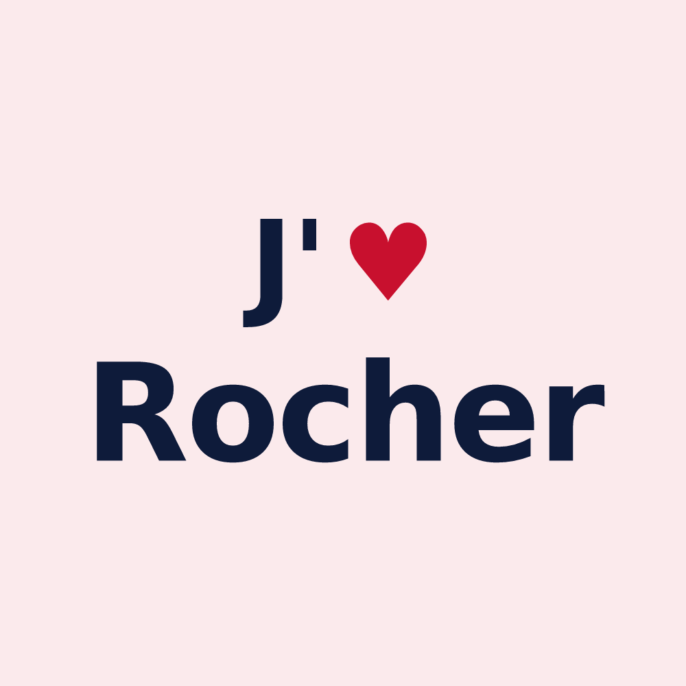 Magnet personnalisé Rocher — design « J'aime Rocher » imprimé sur le magnet
