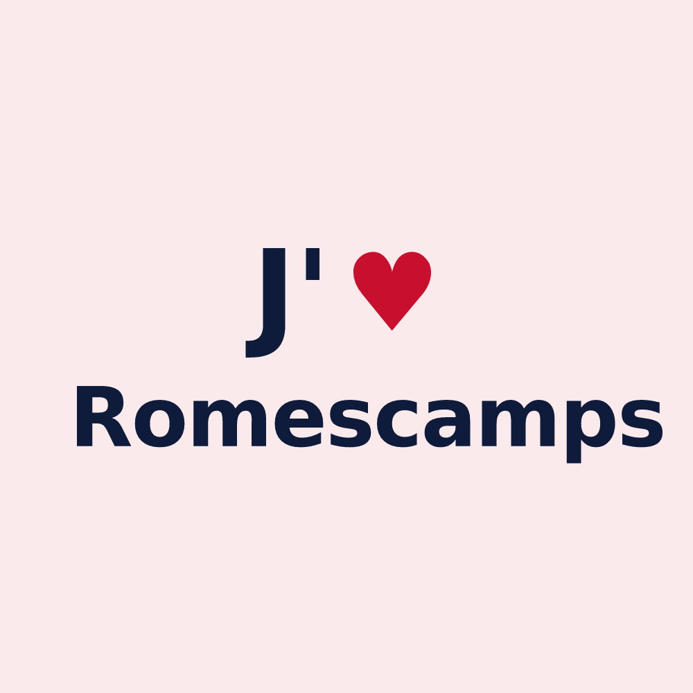 Magnet personnalisé Romescamps — design J'aime Romescamps