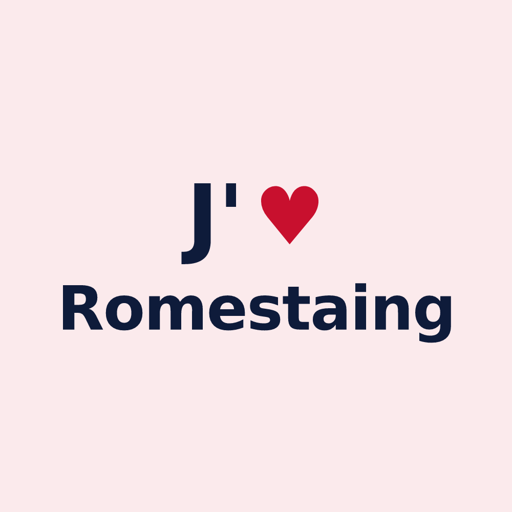 Magnet personnalisé Romestaing — design J'aime Romestaing