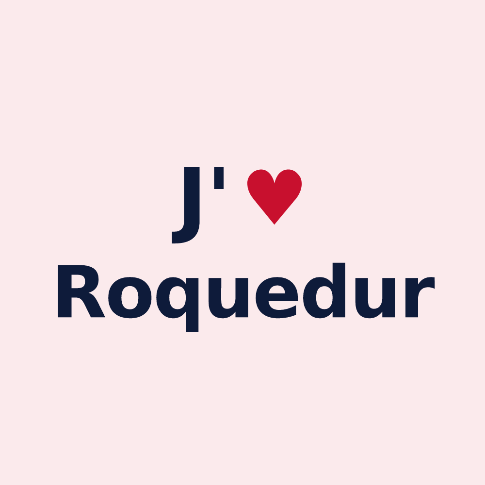 Magnet personnalisé Roquedur — design « J'aime Roquedur » imprimé sur le magnet