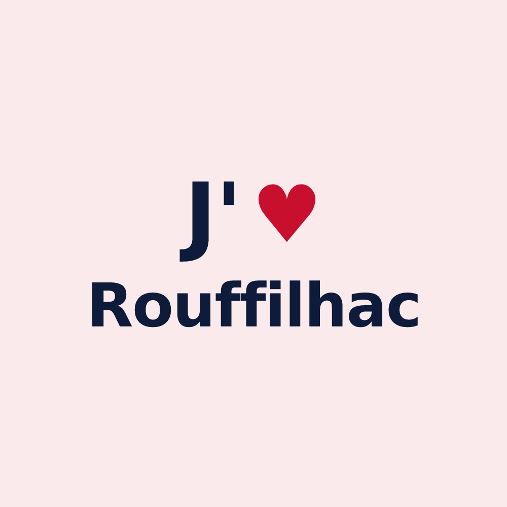 Magnet personnalisé Rouffilhac — design « J'aime Rouffilhac » imprimé sur le magnet