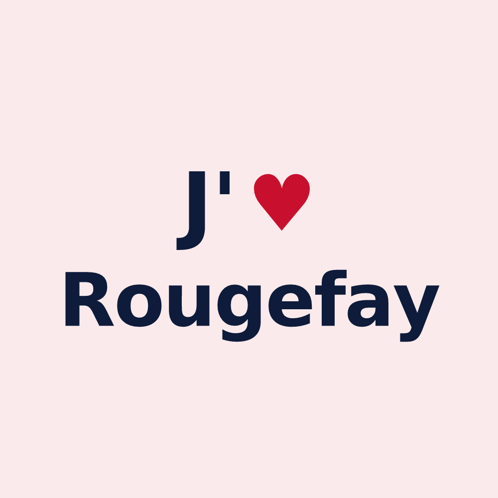Magnet personnalisé Rougefay — design « J'aime Rougefay » imprimé sur le magnet