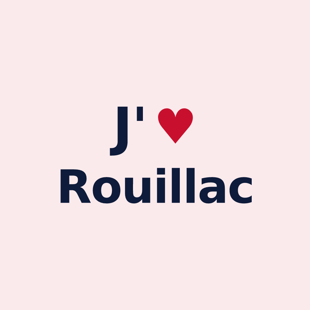 Magnet personnalisé Rouillac — design « J'aime Rouillac » imprimé sur le magnet