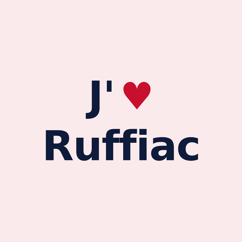 Magnet personnalisé Ruffiac — design « J'aime Ruffiac » imprimé sur le magnet