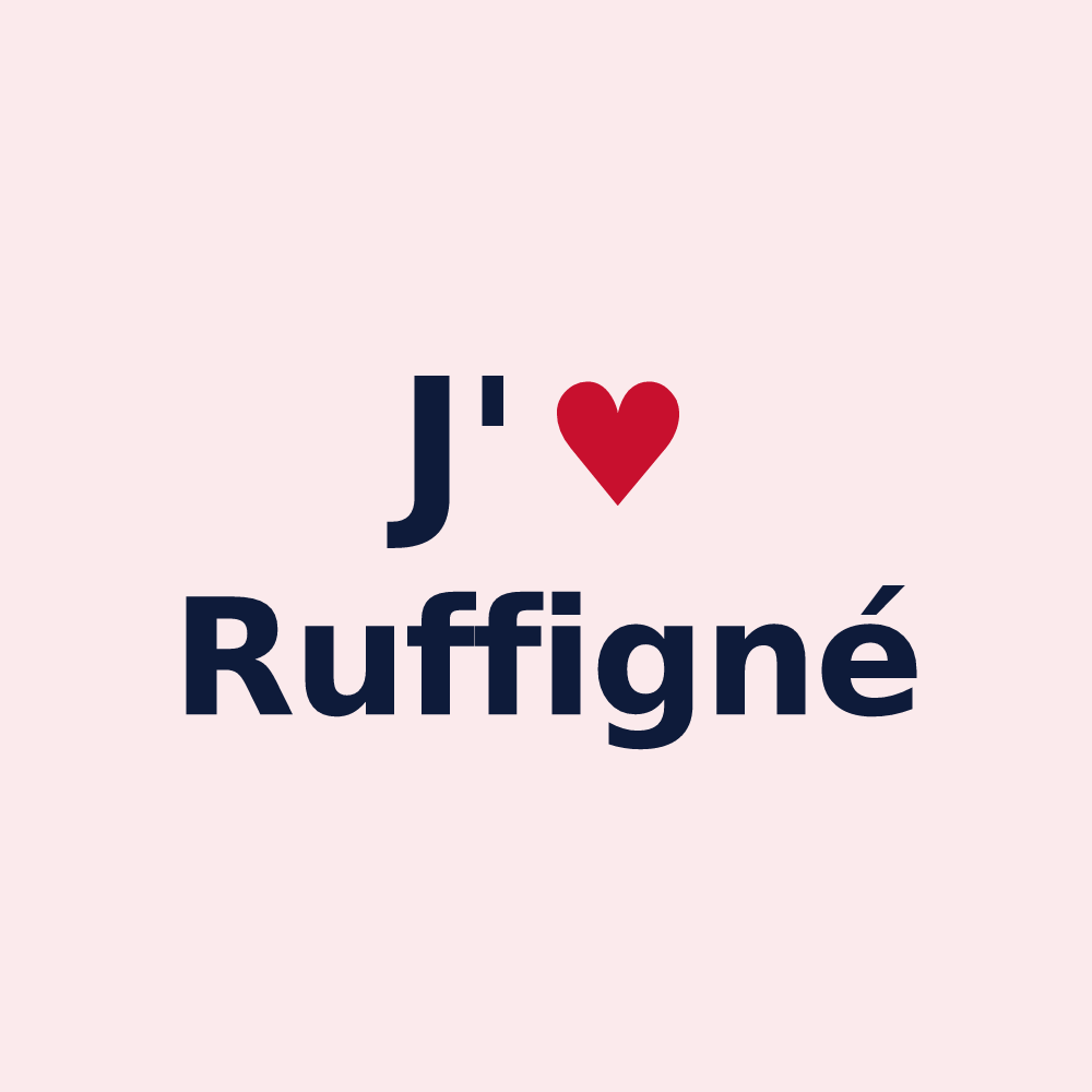 Magnet personnalisé Ruffigné — design J'aime Ruffigné