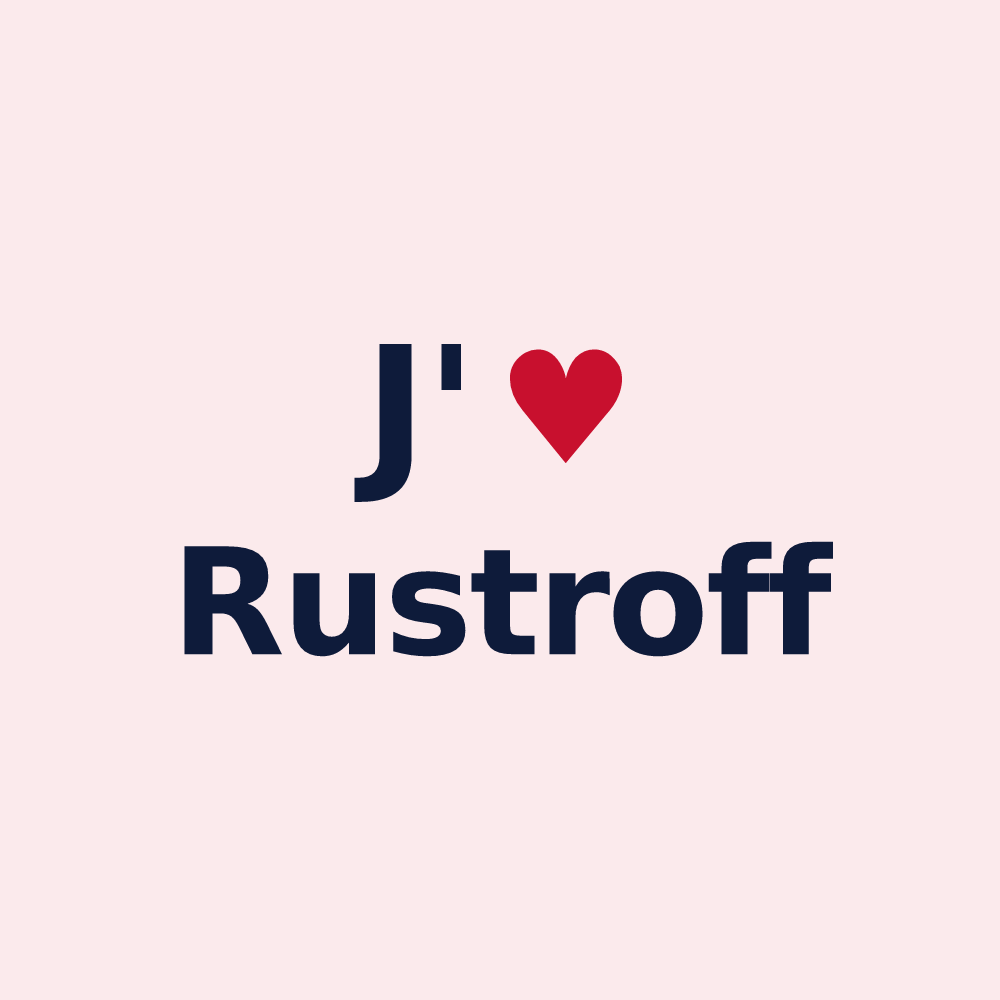 Magnet personnalisé Rustroff — design J'aime Rustroff