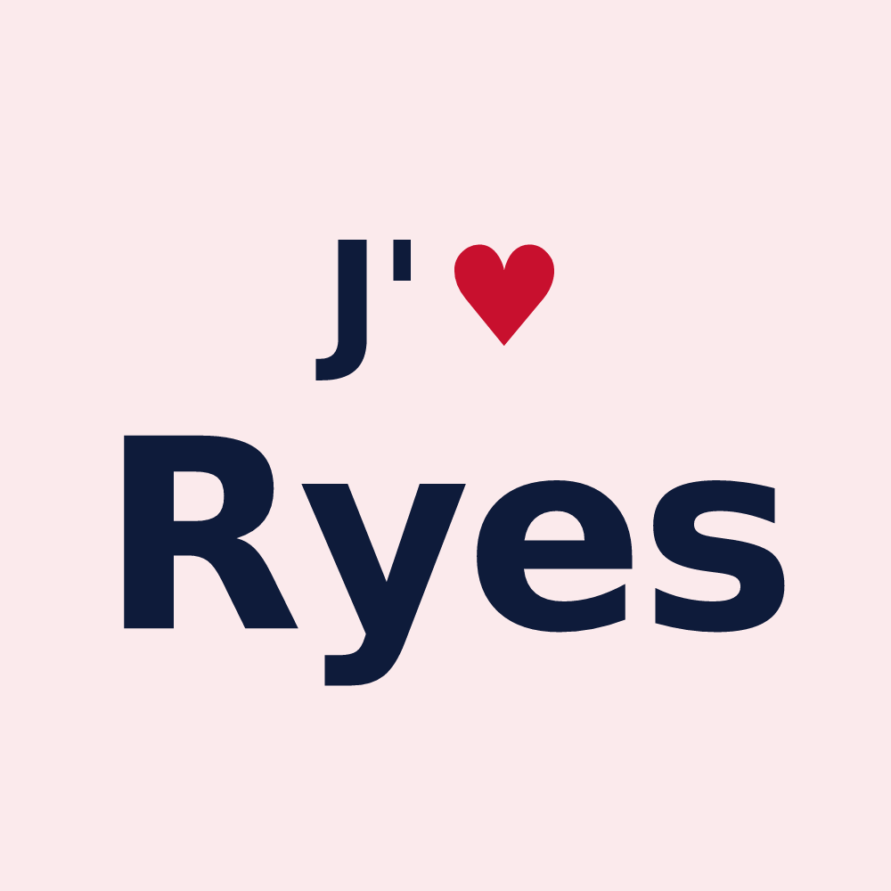 Magnet personnalisé Ryes — design « J'aime Ryes » imprimé sur le magnet