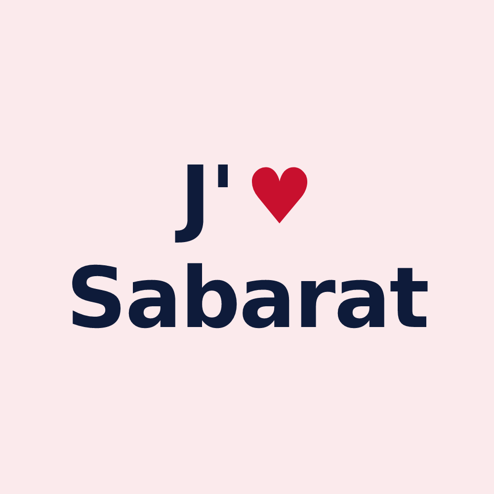 Magnet personnalisé Sabarat — design « J'aime Sabarat » imprimé sur le magnet