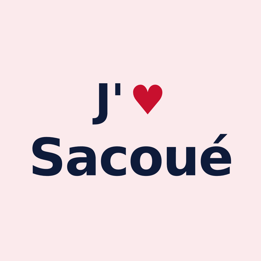 Magnet personnalisé Sacoué — design J'aime Sacoué