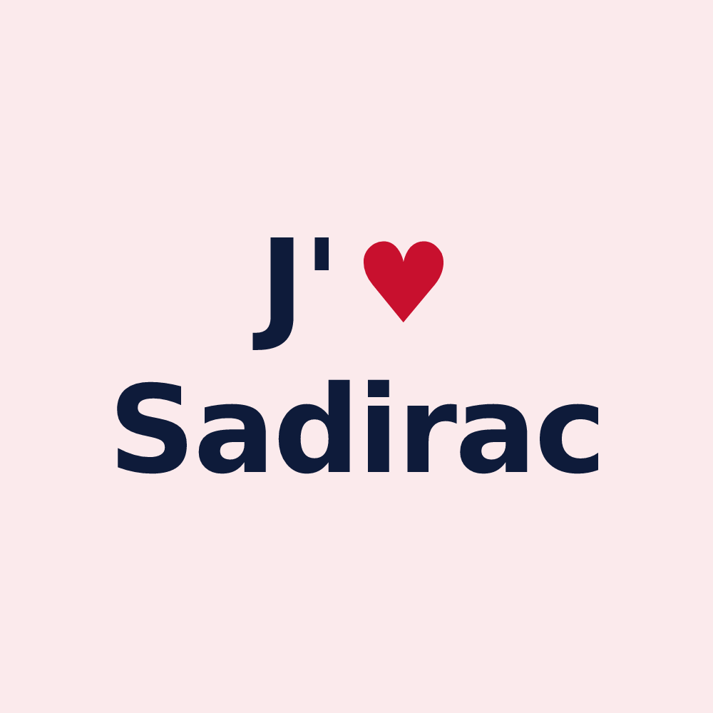 Magnet personnalisé Sadirac — design J'aime Sadirac