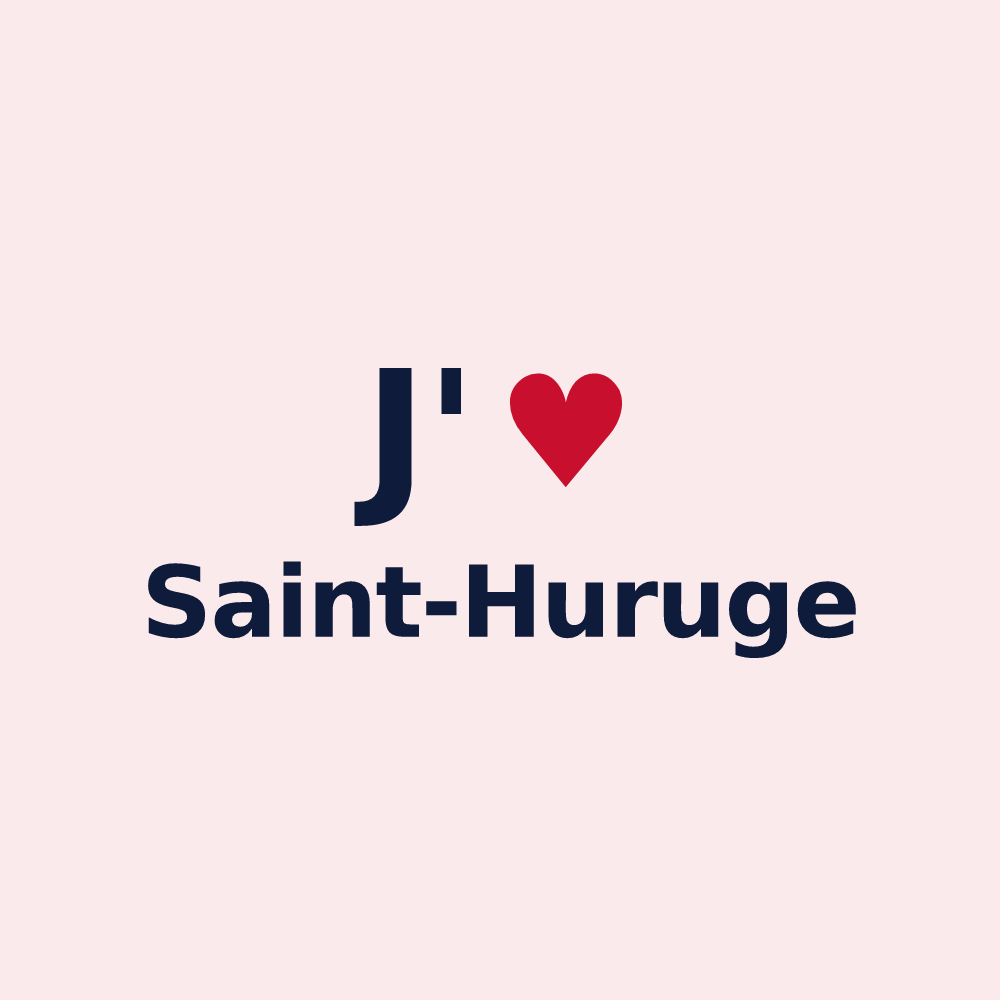 Magnet personnalisé Saint-Huruge — design « J'aime Saint-Huruge » imprimé sur le magnet