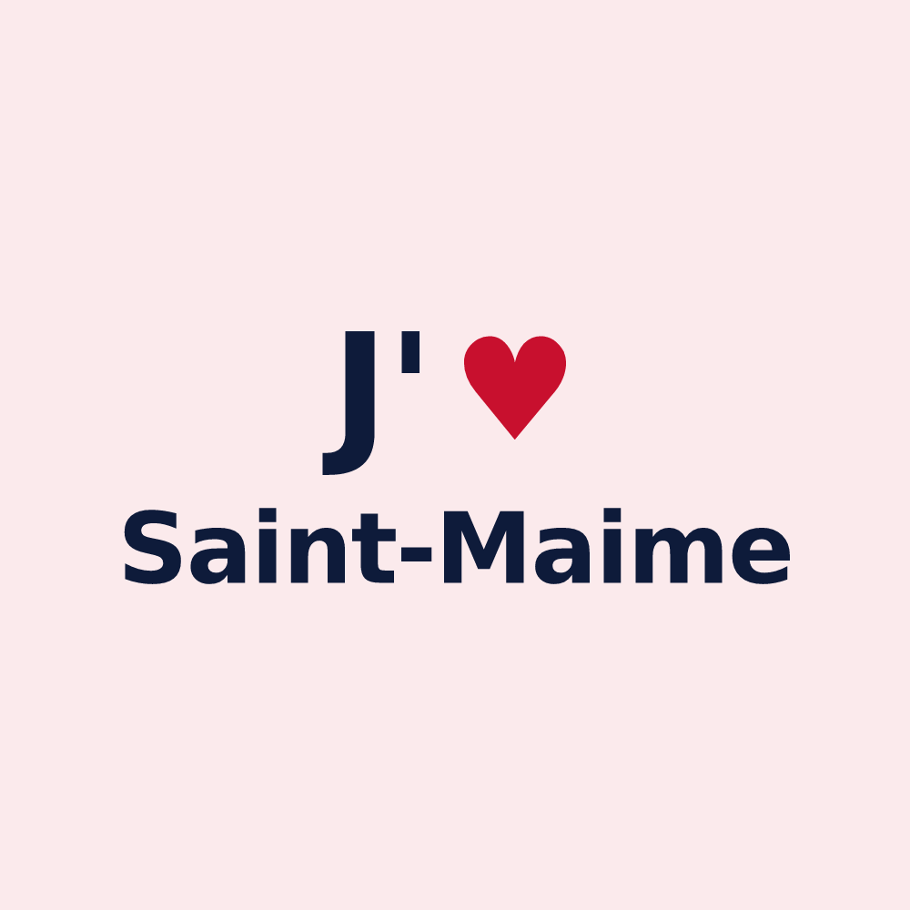 Magnet personnalisé Saint-Maime — design « J'aime Saint-Maime » imprimé sur le magnet