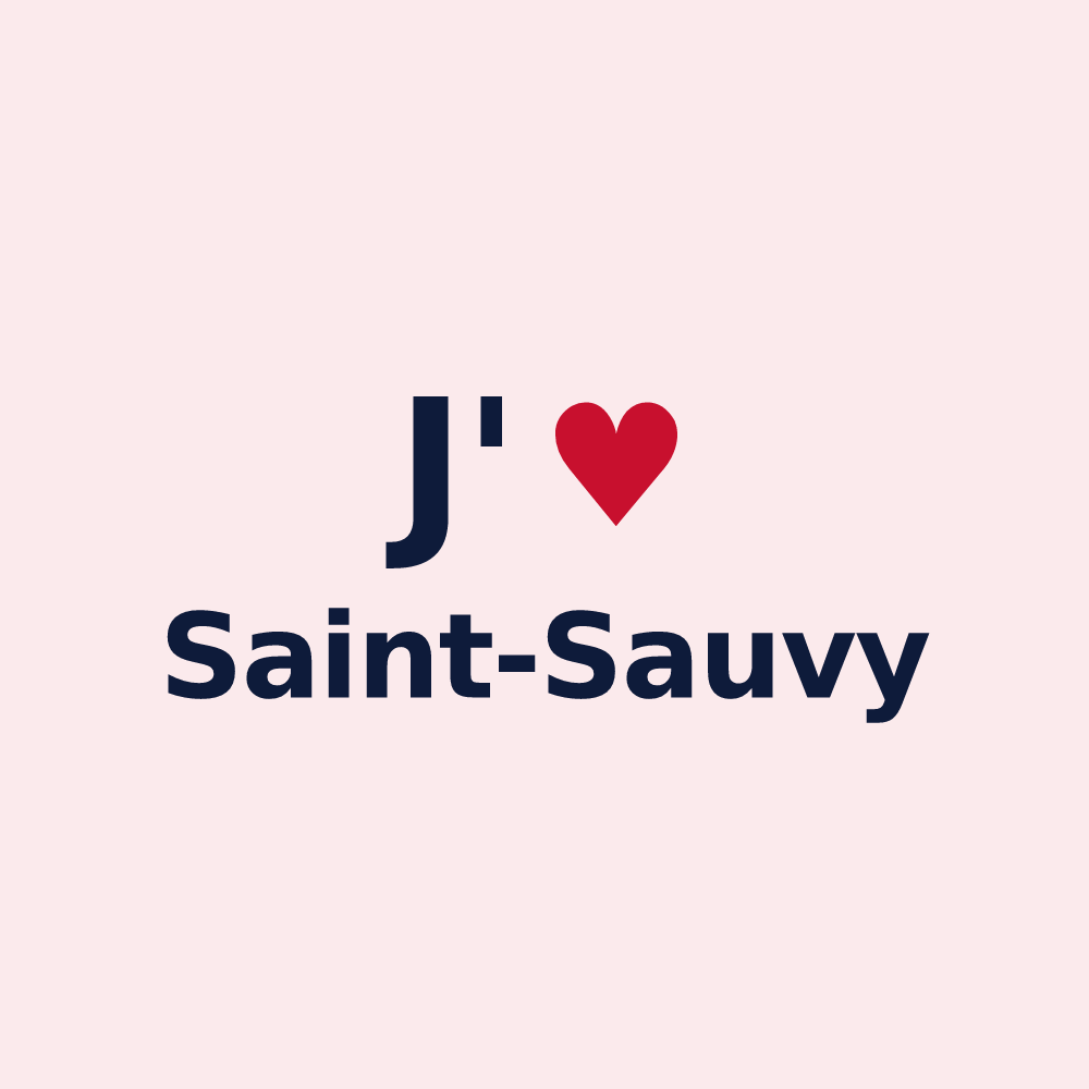 Magnet personnalisé Saint-Sauvy — design « J'aime Saint-Sauvy » imprimé sur le magnet