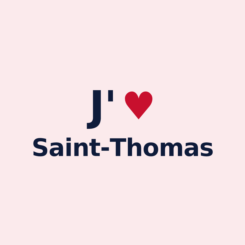 Magnet personnalisé Saint-Thomas — design « J'aime Saint-Thomas » imprimé sur le magnet