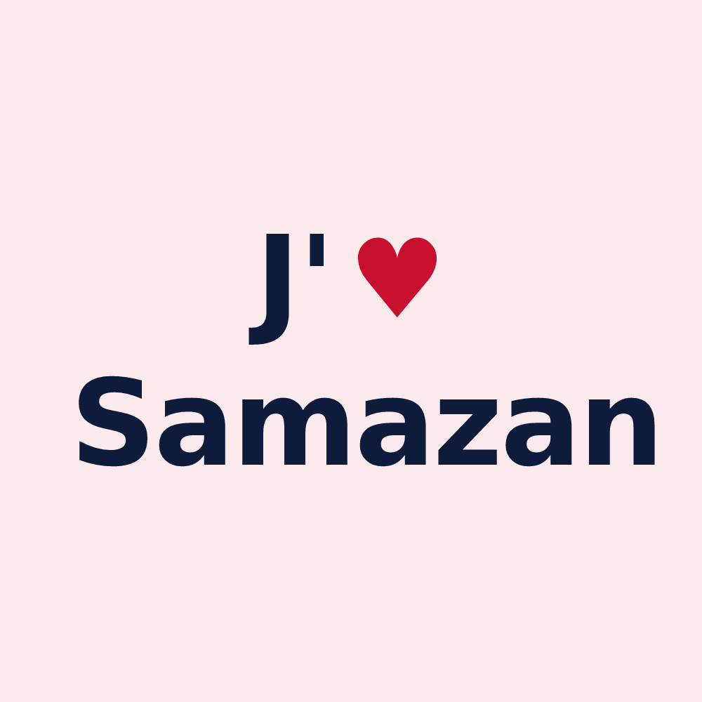Magnet personnalisé Samazan — design « J'aime Samazan » imprimé sur le magnet