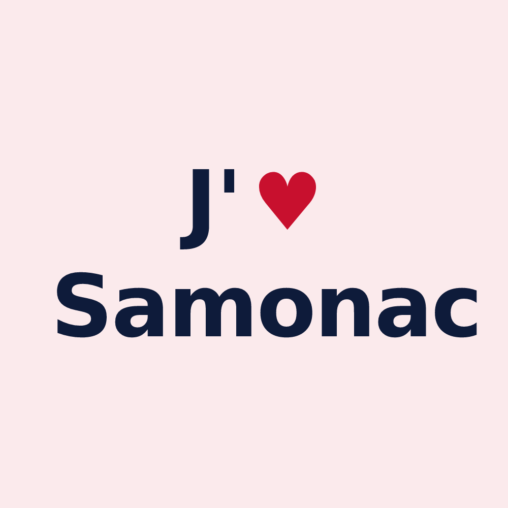 Magnet personnalisé Samonac — design « J'aime Samonac » imprimé sur le magnet