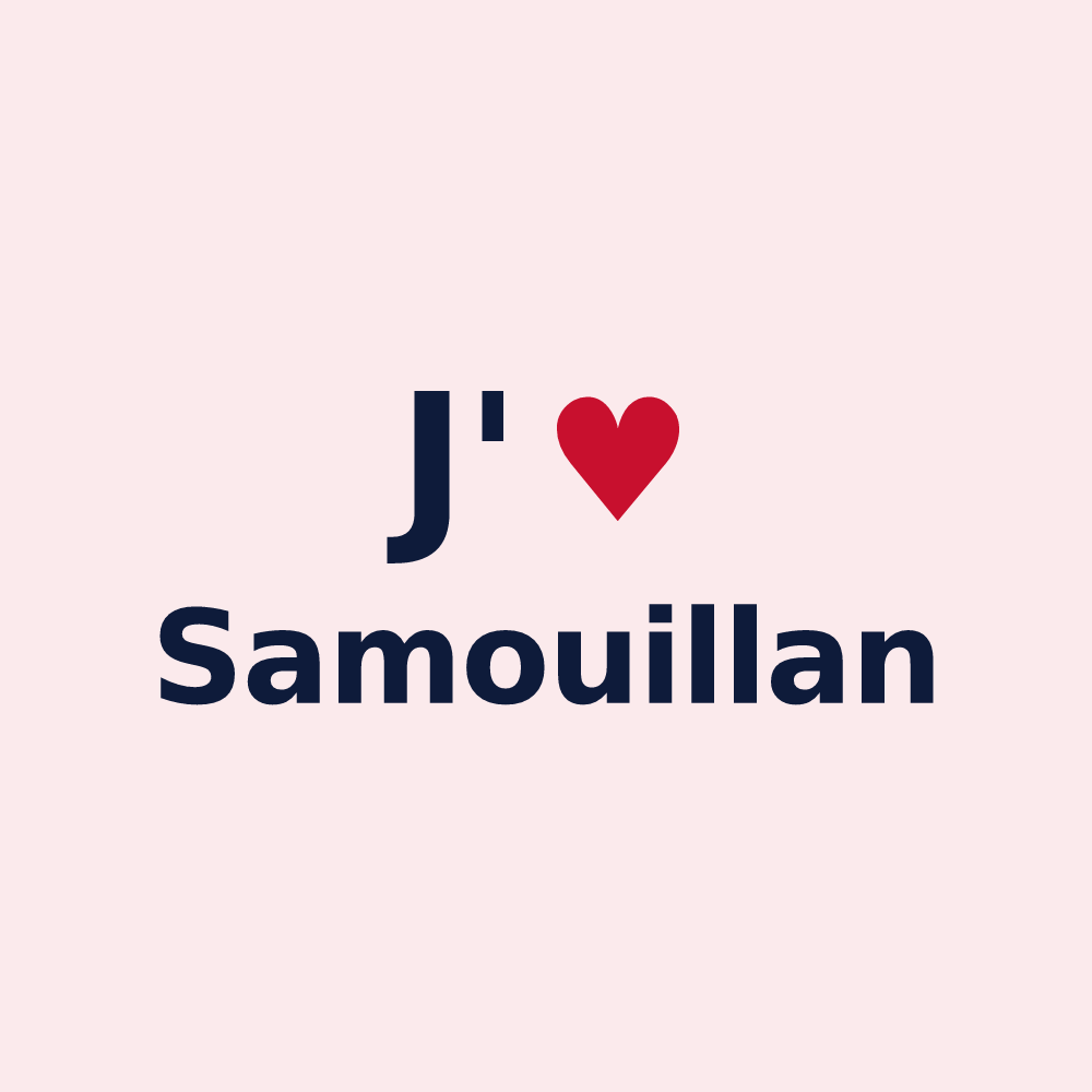 Magnet personnalisé Samouillan — design « J'aime Samouillan » imprimé sur le magnet