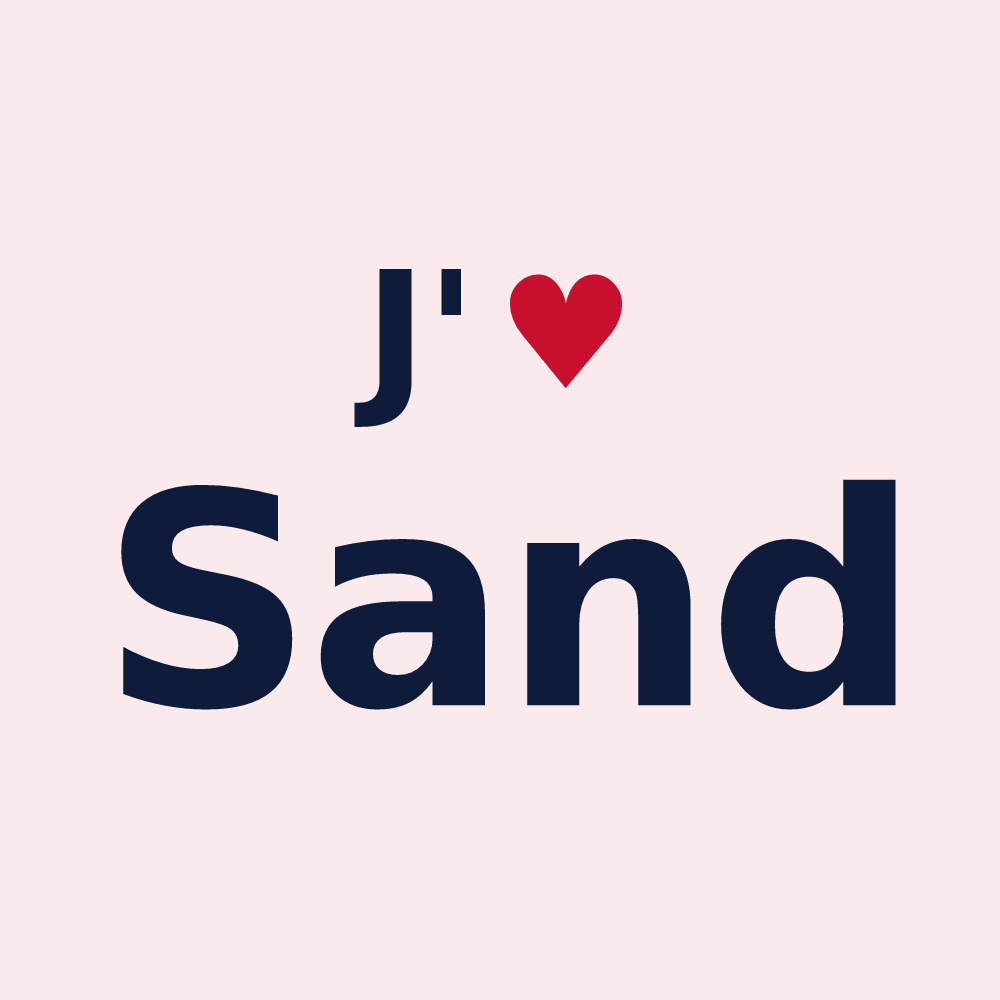 Magnet personnalisé Sand — design « J'aime Sand » imprimé sur le magnet