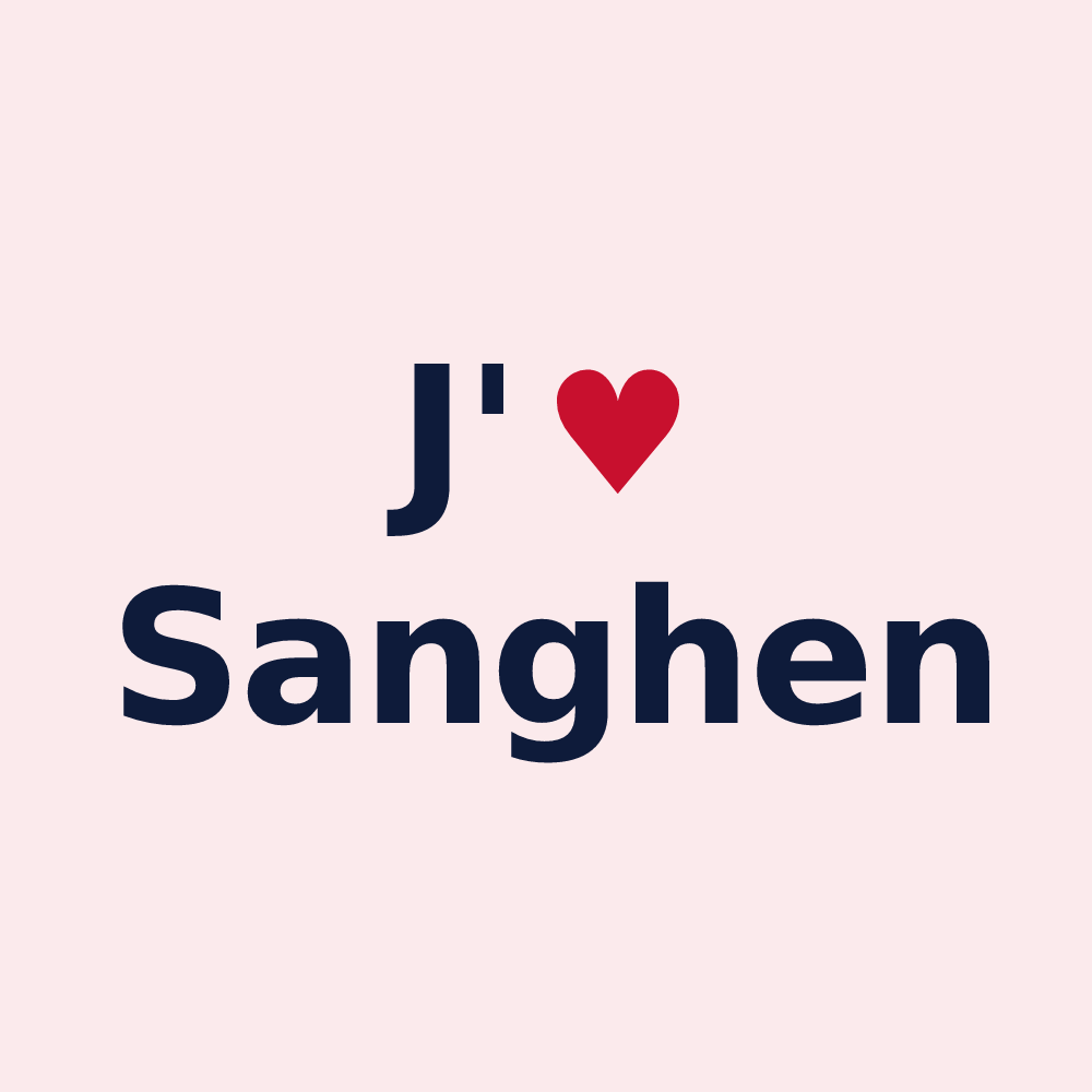 Magnet personnalisé Sanghen — design « J'aime Sanghen » imprimé sur le magnet