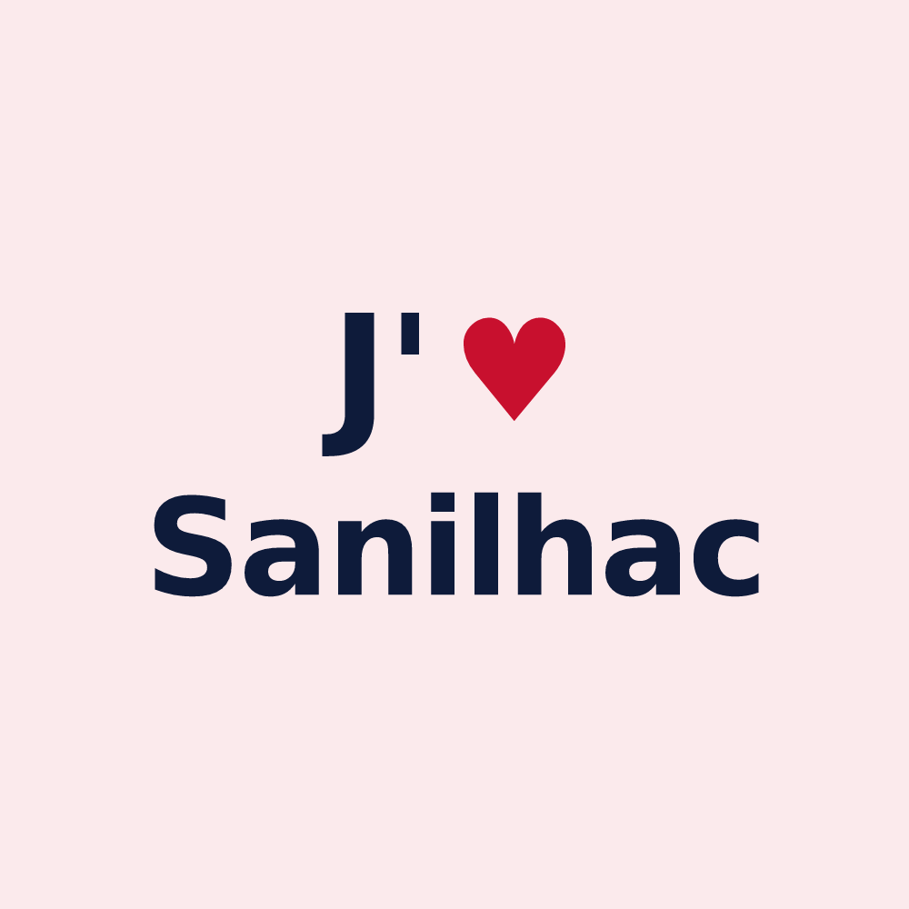Magnet personnalisé Sanilhac — design J'aime Sanilhac