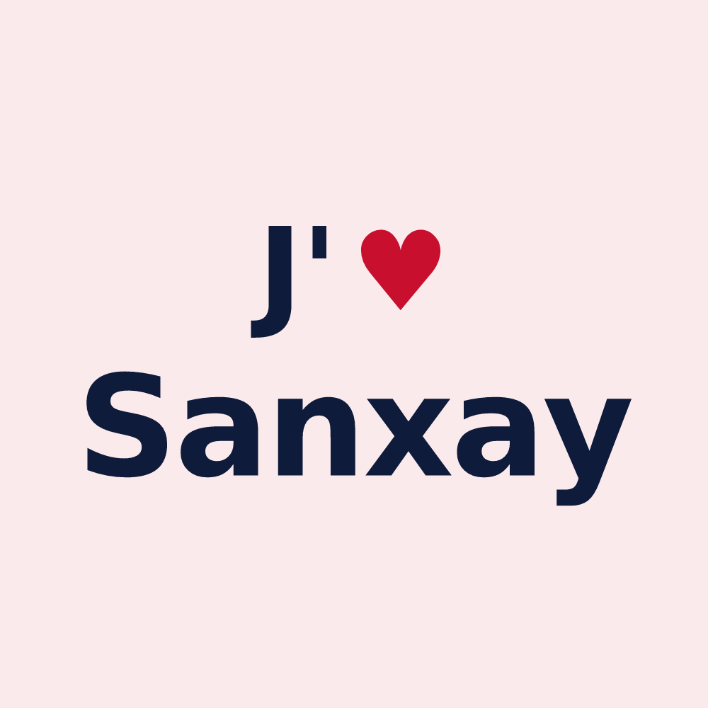 Magnet personnalisé Sanxay — design « J'aime Sanxay » imprimé sur le magnet