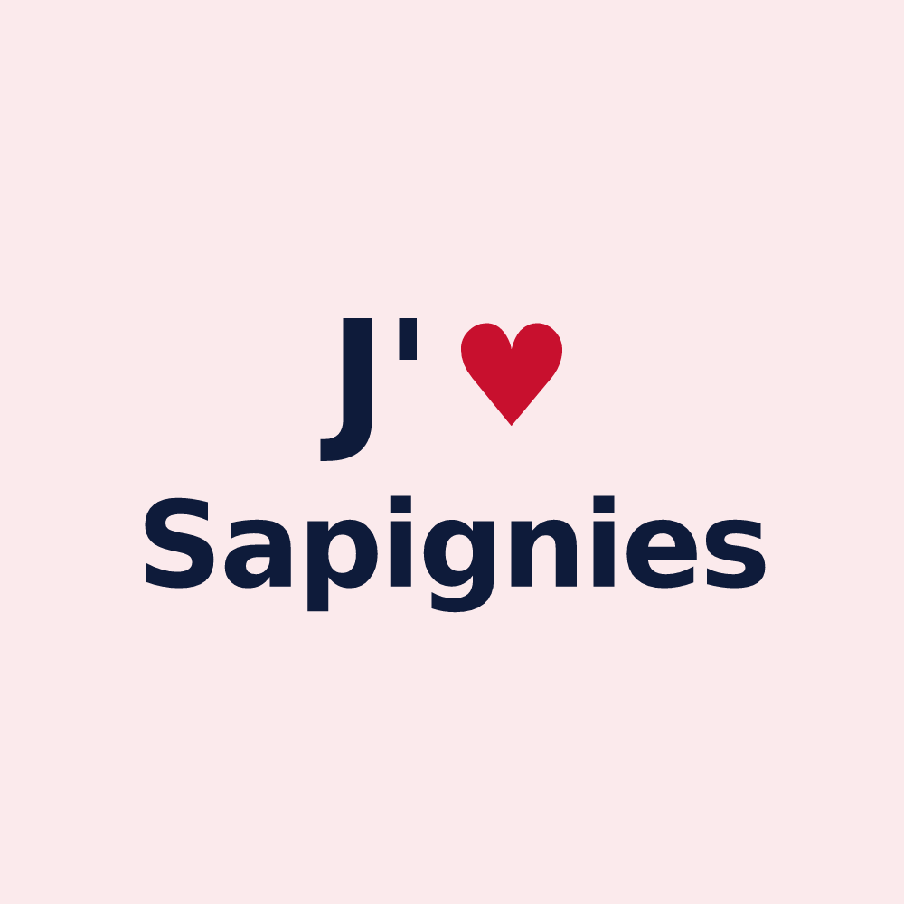 Magnet personnalisé Sapignies — design « J'aime Sapignies » imprimé sur le magnet