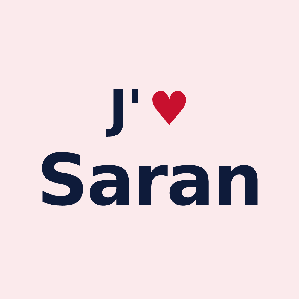 Magnet personnalisé Saran — design « J'aime Saran » imprimé sur le magnet
