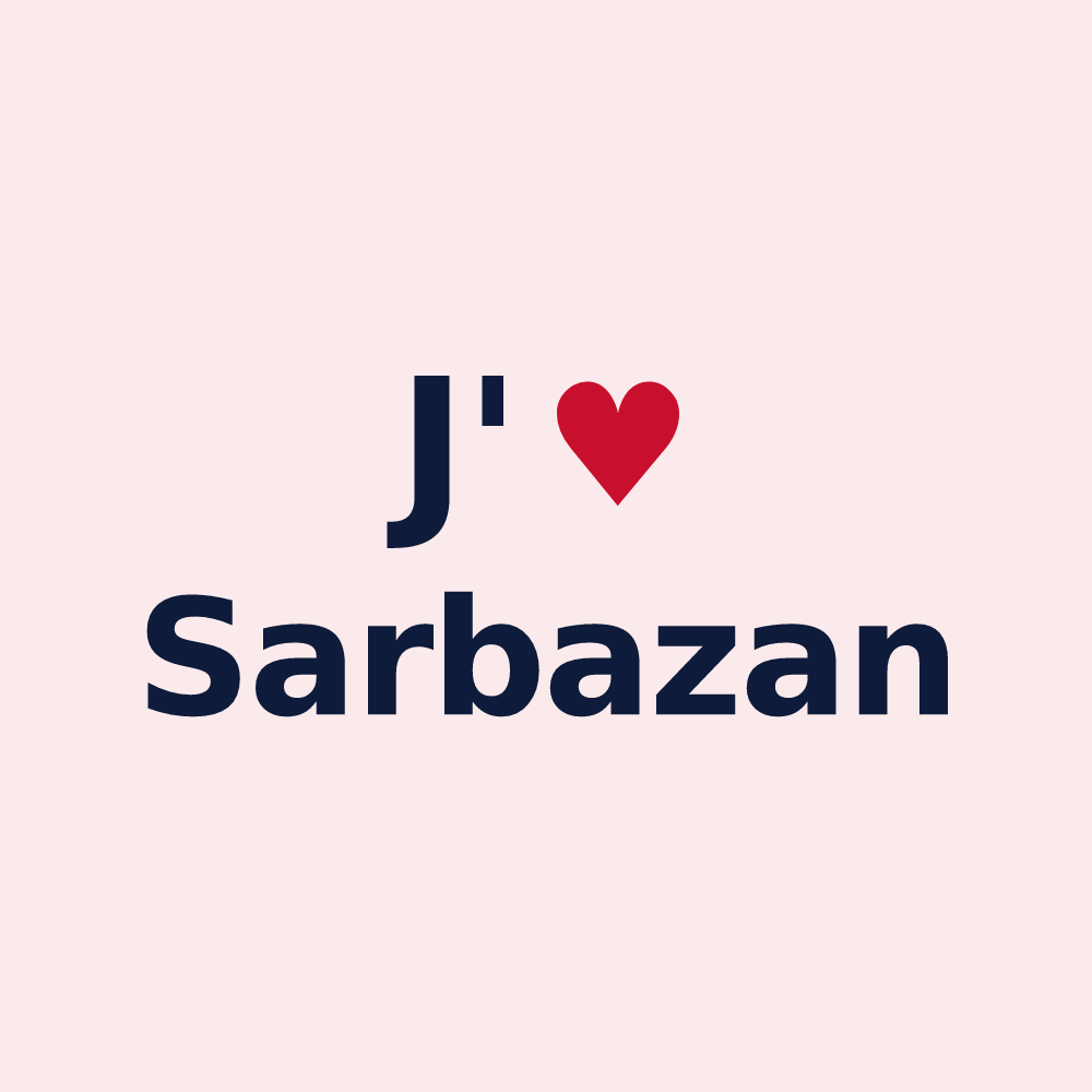 Magnet personnalisé Sarbazan — design J'aime Sarbazan
