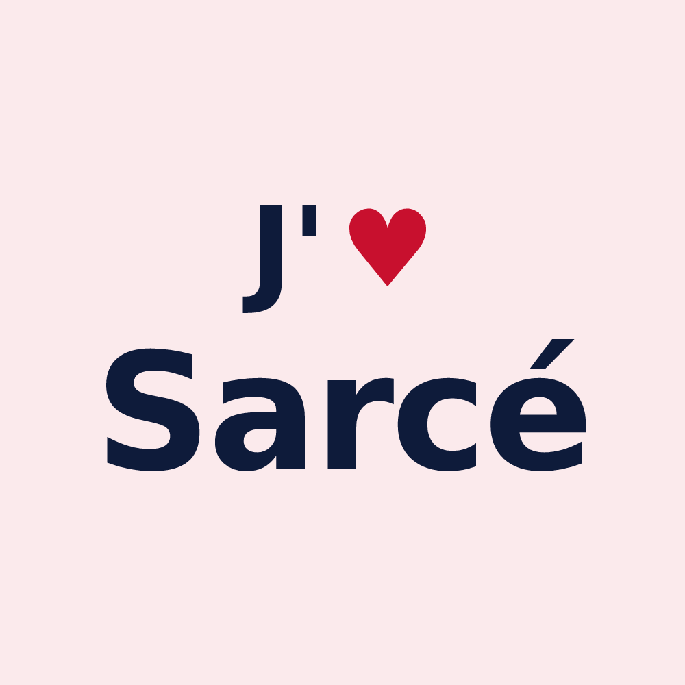 Magnet personnalisé Sarcé — design J'aime Sarcé