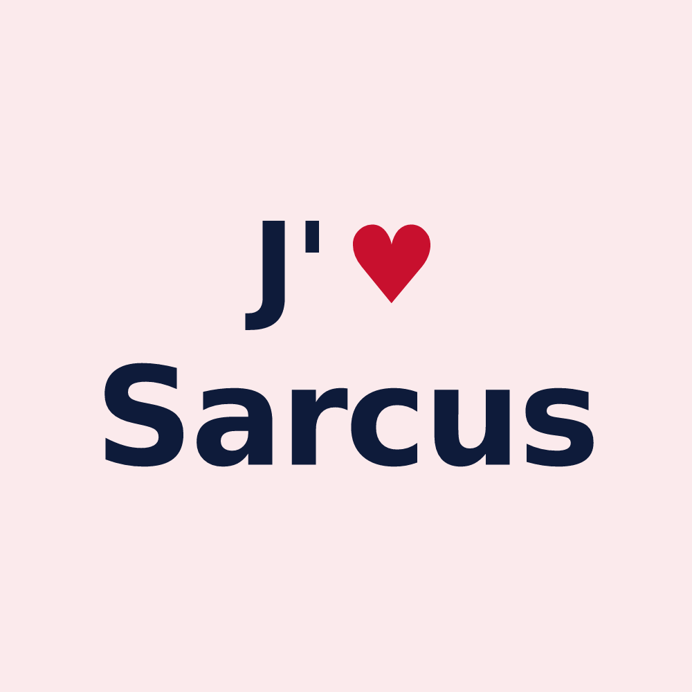Magnet personnalisé Sarcus — design J'aime Sarcus