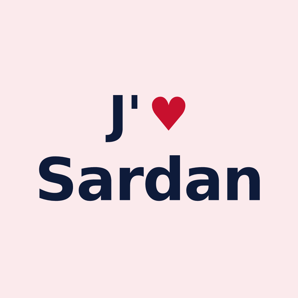 Magnet personnalisé Sardan — design « J'aime Sardan » imprimé sur le magnet