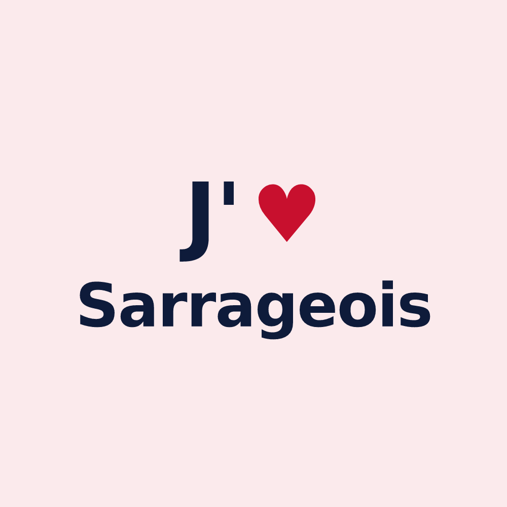 Magnet personnalisé Sarrageois — design J'aime Sarrageois