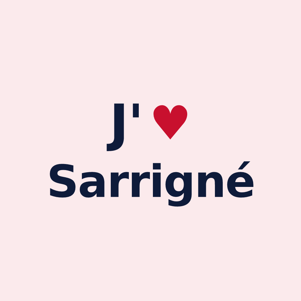Magnet personnalisé Sarrigné — design « J'aime Sarrigné » imprimé sur le magnet