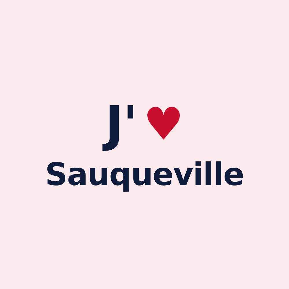 Magnet personnalisé Sauqueville — design J'aime Sauqueville