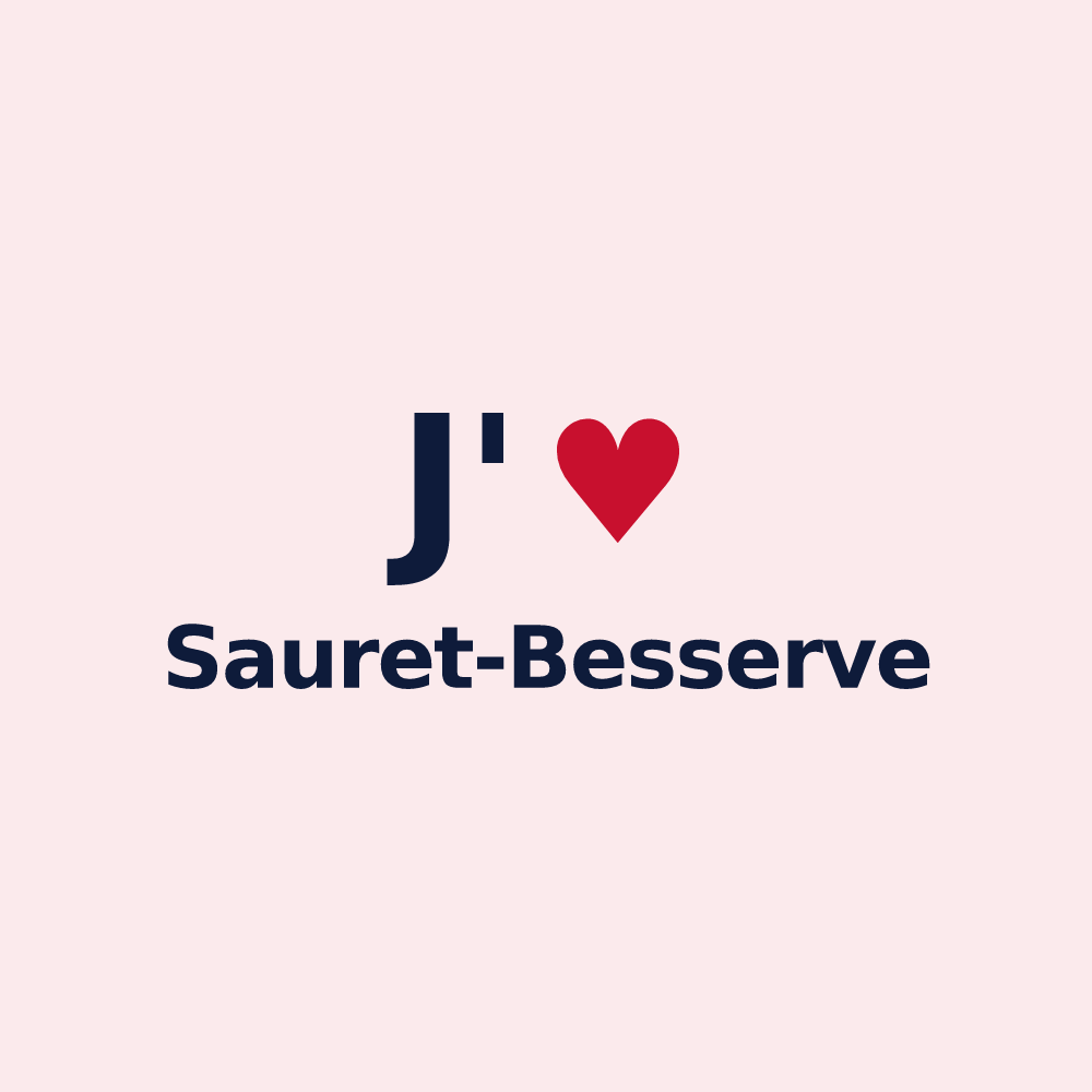 Magnet personnalisé Sauret-Besserve — design « J'aime Sauret-Besserve » imprimé sur le magnet