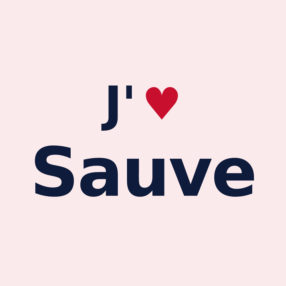 Magnet personnalisé Sauve — design « J'aime Sauve » imprimé sur le magnet