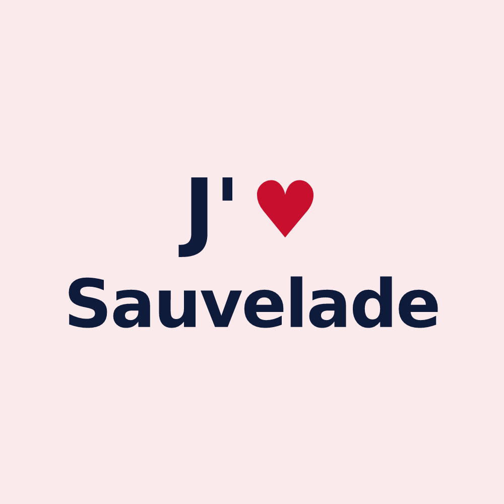 Magnet personnalisé Sauvelade — design J'aime Sauvelade