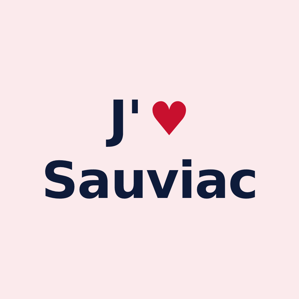 Magnet personnalisé Sauviac — design J'aime Sauviac