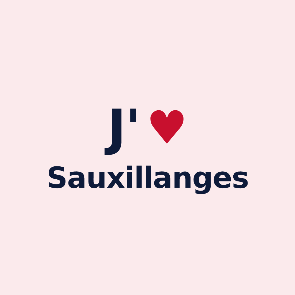 Magnet personnalisé Sauxillanges — design J'aime Sauxillanges