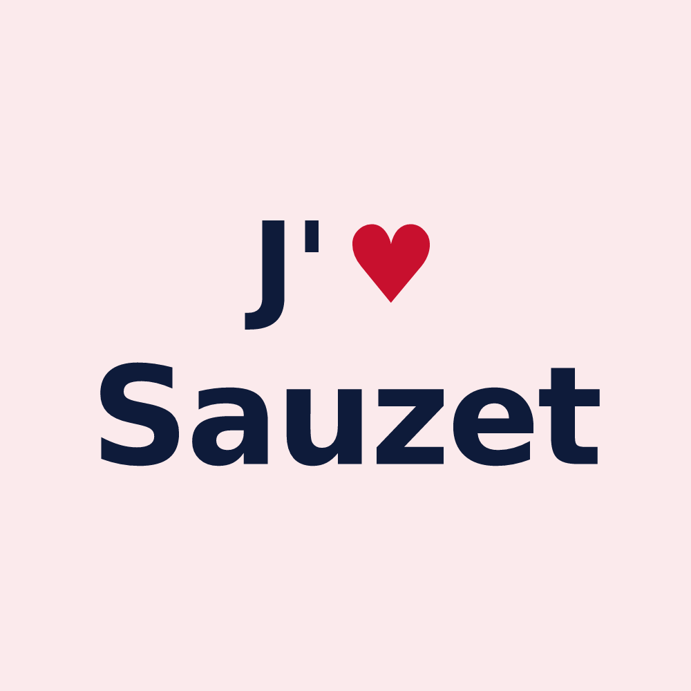 Magnet personnalisé Sauzet — design J'aime Sauzet